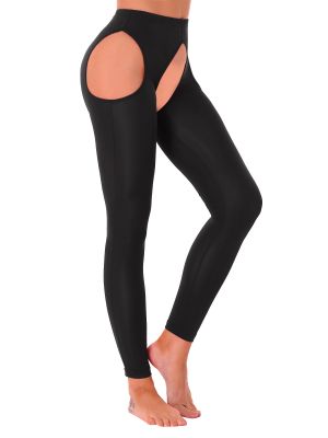 Women's Cutout Glossy Suspender Pants Leggings