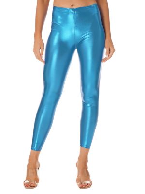 Womens Metallic Faux Leather Leggings