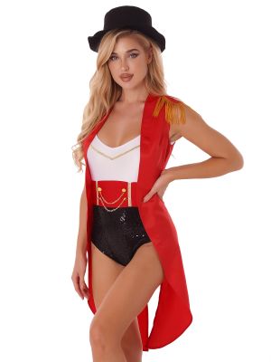 Womens' 3 Piece Circus Trapeze Costume with Hap Cape