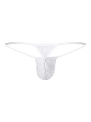 IEFIEL Men's Frilly Lace Sissy Mini Panties T-back Tanga Hombre Bikini Underpants Girly String Knikcers
