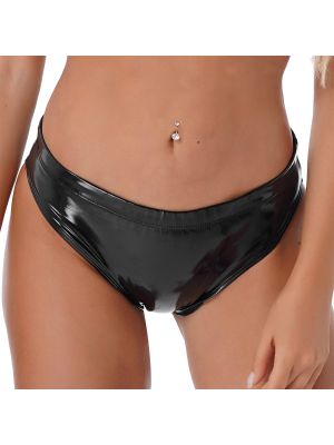 Womens Wet Look Patent Leather Booty Shorts Hot Pants