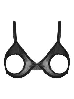Women's Sheer Mesh Open Nipple Bra