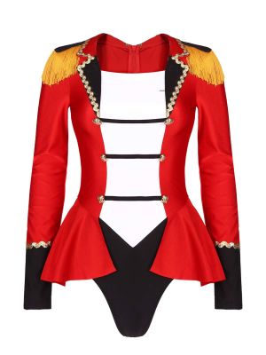 Women's Circus Ringmaster Costume Long Sleeve Bodysuit