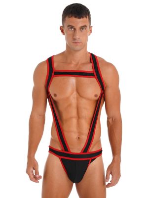 iEFiEL Men's Elastic Body Chest Harness Bandage Sissy Lingerie Jock Straps Bodysuits Clubwear Costume