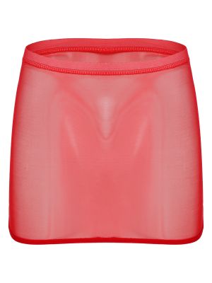 Womens Sheer See-through Stretchy Bodycon Miniskirt 