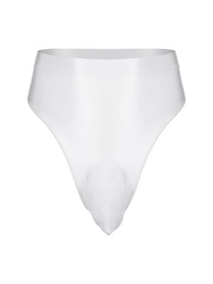 iEFiEL Men's Oil Glossy Stocking Briefs 3D Enhancer Bulge Pouch Underwear Smooth See-Through G-string Thongs