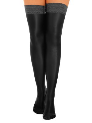 Women's Oil Satin Glossy Silky Tight High Stockings 