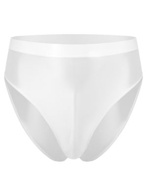 Men's Oil Silky Sissy High Waist Transparent Bikini Briefs
