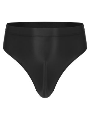 iEFiEL Sissy Men's Oil Silky Lingerie Briefs High Waist Transparent Swimwear Male Glossy Underwear