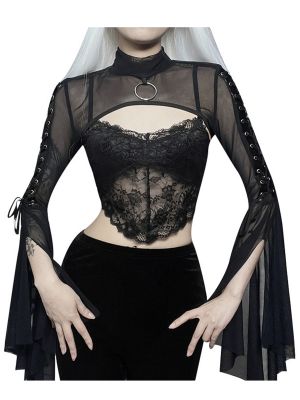 Women Gothic Shawl Goth Crop Top Shrug