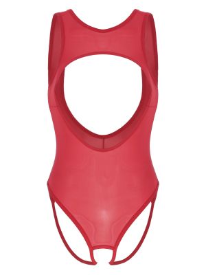 iEFiEL One Piece Thong Swimsuit for Women Sexy Hollow out See Thru Monokini High Cut Bodysuit Slutty Mesh Lingerie