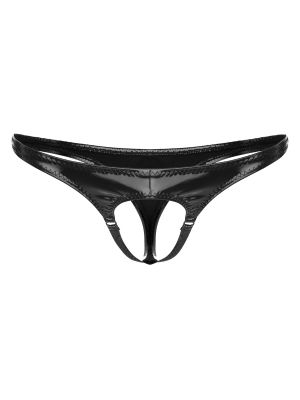 Sissy Men's Patent Leather Hollow Out Underwear