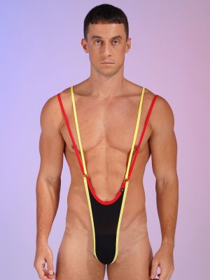 iEFiEL Men's Sissy Lingerie Shoulder Straps U Convex Bag Panties Mankini One-Piece V Sling Singlet Underwear