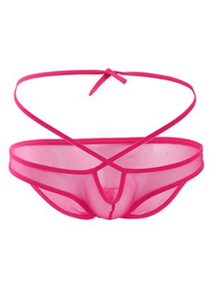 Sissy Mens Cross Front Lace-up Sheer Briefs