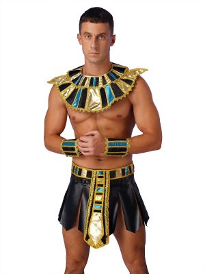 Mens Faux Leather Halloween Egypt Cosplay Costume