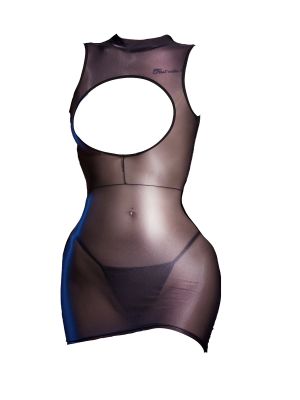 iEFiEL Women's Hollow Out Chest Glossy Silk Smooth Sheer Micro Mini Dress See Through Tight Pencil Dress