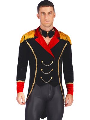 Men's Ringmaster Costume Lapel Fringe Jacket