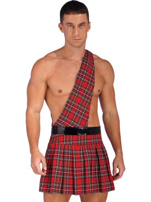 Men's One Shoulder Scottish Kilt Costume