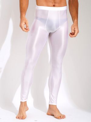 Men Glossy Compression Long Pants 