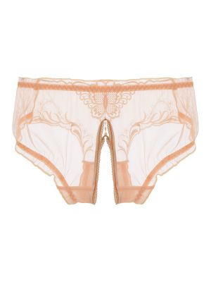Womens Open Crotch Butterfly Embroidery Briefs 