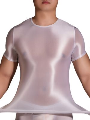 Men's Short Sleeve Glossy Ultra-Thin T-Shirt  