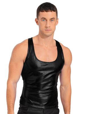 Men's Metallic Sleeveless Raceback  T Shirt