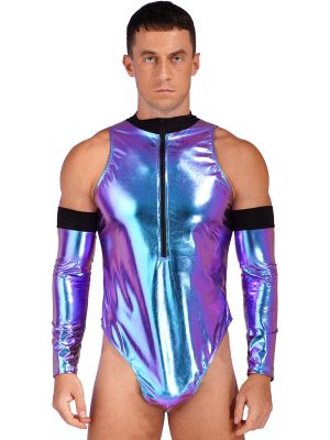 Men's Role Play Costume Leotard Bodysuit with Gloves