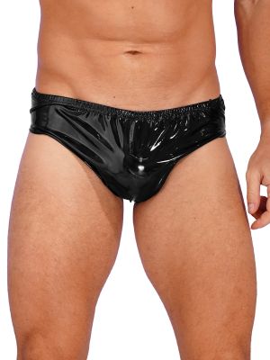 Men's Wet Look Patent Leather Briefs Underwear 