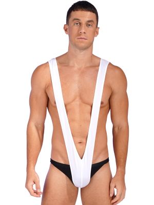 Mens Deep V Monokini One-Piece Mankini Bodysuit 