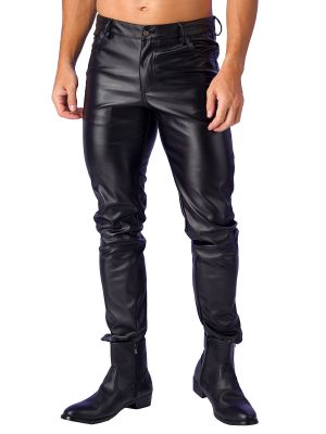 Men's Business PU Leather Skinny Pants Trousers