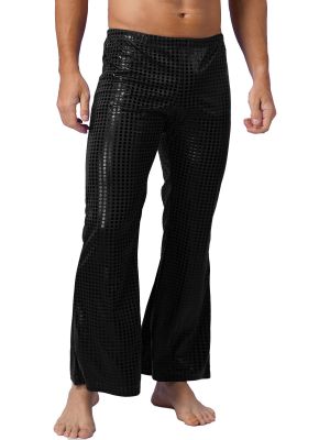 Men's Stylish Disco Shiny Sequins Flared Pants