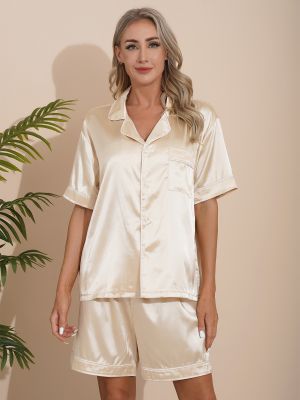 Women's Silky Satin Pajamas Set Loungewear Sleepwear