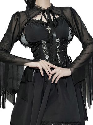 Women's Steampunk Lace Gothic Long Sleeves Shrug Sweaters