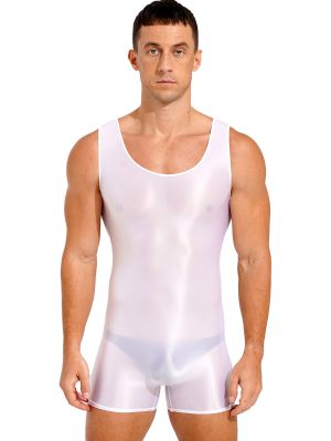 Mens Sleeveless Glossy Lingerie Romper