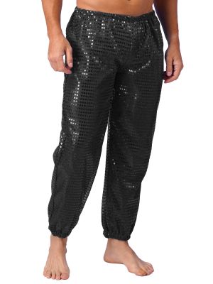 Men's Sparkly Sequin Disco Shiny Dance Pants 