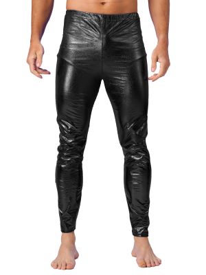 Men's Metallic Shiny Skinny Straight Pants Leggings