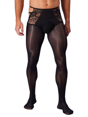 Sissy Men's Ice Silk Glossy See Through Pantyhose