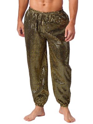 Men's Sparkly Sequin Disco Shiny Dance Pants 