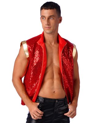 Mens Glittery Arabian Prince Vest Costume