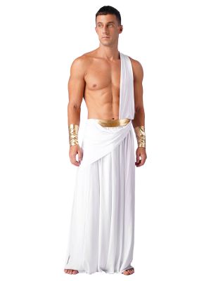 Mens Greek God Costume Roman Toga Caesar Outfits 