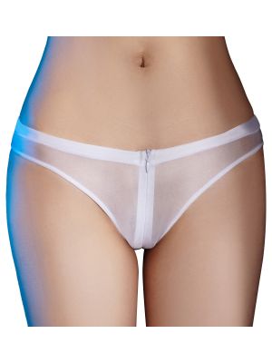 Women's Glossy Zipper Crotch Panties Lingerie 