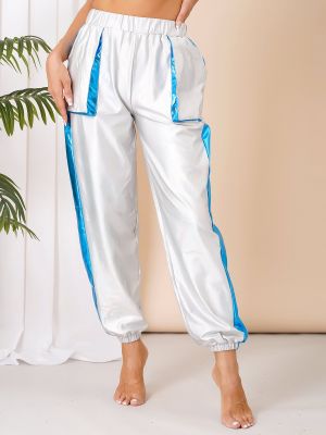 Womens Glossy Metallic Hip-Hop Sweatpant with Pockets