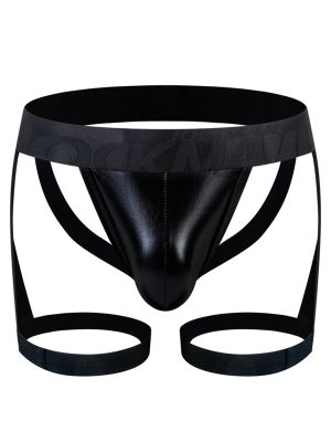 Mens Faux Leather Body Cage Underwear with Garter Belt