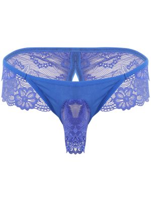 Sissy Mens Floral Lace See-Through Opening Sheath G-String