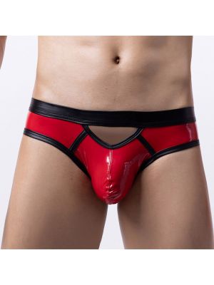 Men's Patent Leather Cutout Bikini Briefs Swimwear