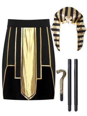 Mens Egyptian Pharaoh Costume Set with Scepter