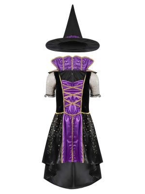 Womens Wicked Witch Costume Wizard Cosplay Dress 