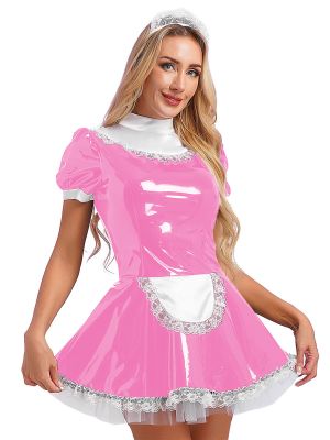 Women's Wet Look Maid Costume Cosplay Outfits