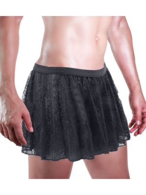 Sissy Mens Floral Lace Cross-Dressing Skirt 