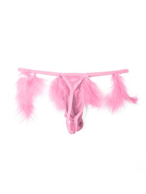 Sissy Mens Feather Thong Mesh Pouch G-string Briefs 